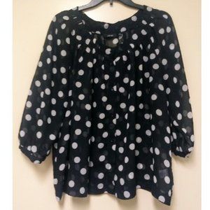 Apt. 9 Polka Dot Sheer Blouse Size XL